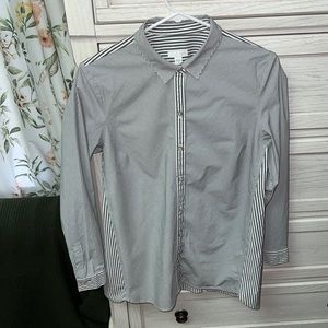 J Jill long sleeve gray striped button down blouse, Sz M